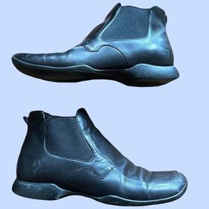 Vintage Y2K Prada Sport Line Black Chelsea Boots in Nero with Square Toe.